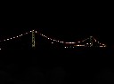 暗闇に浮かび上がる巨大な光の筋となった明石海峡大橋の写真